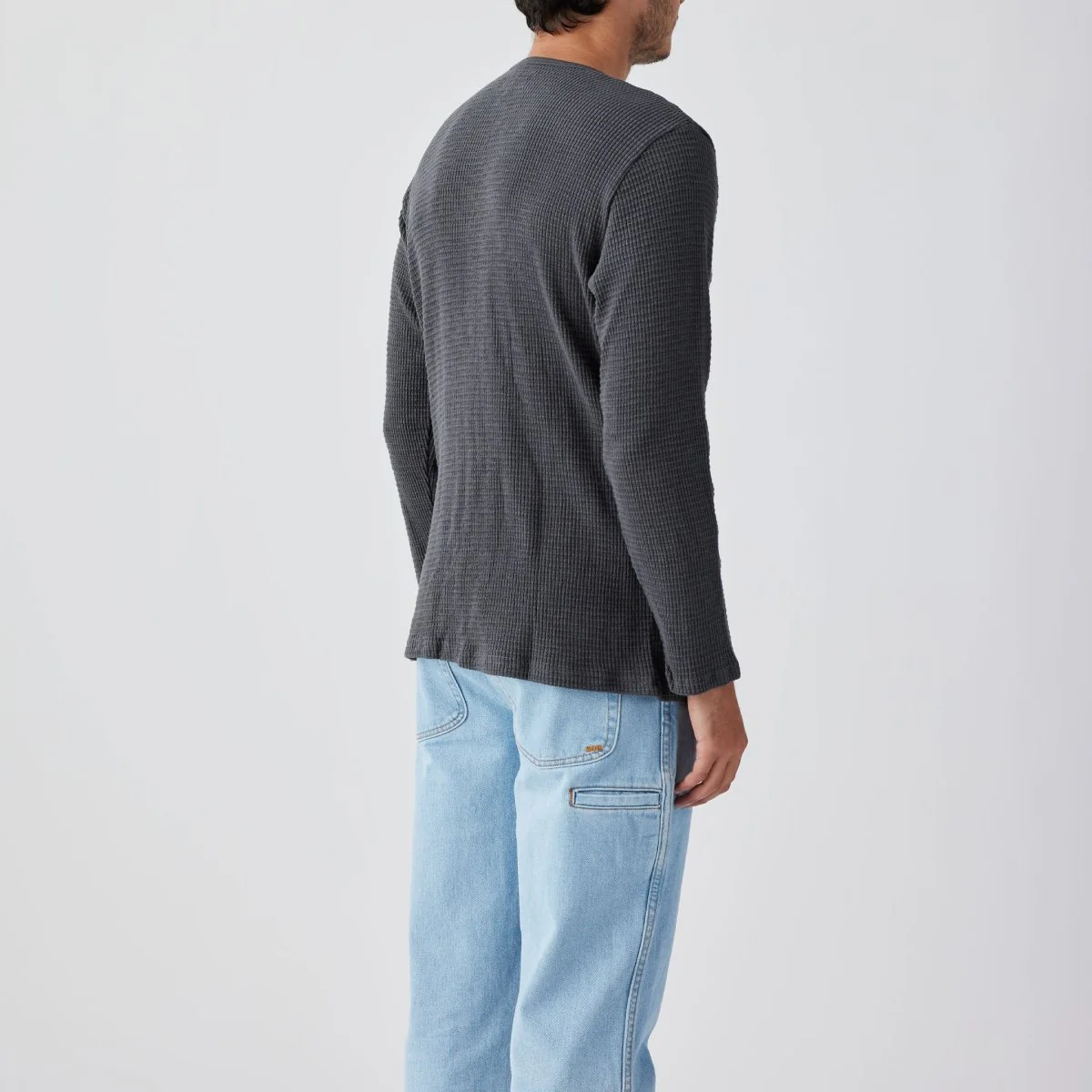 Sawpit Henley LS Thermal Vintage Black - Image 4