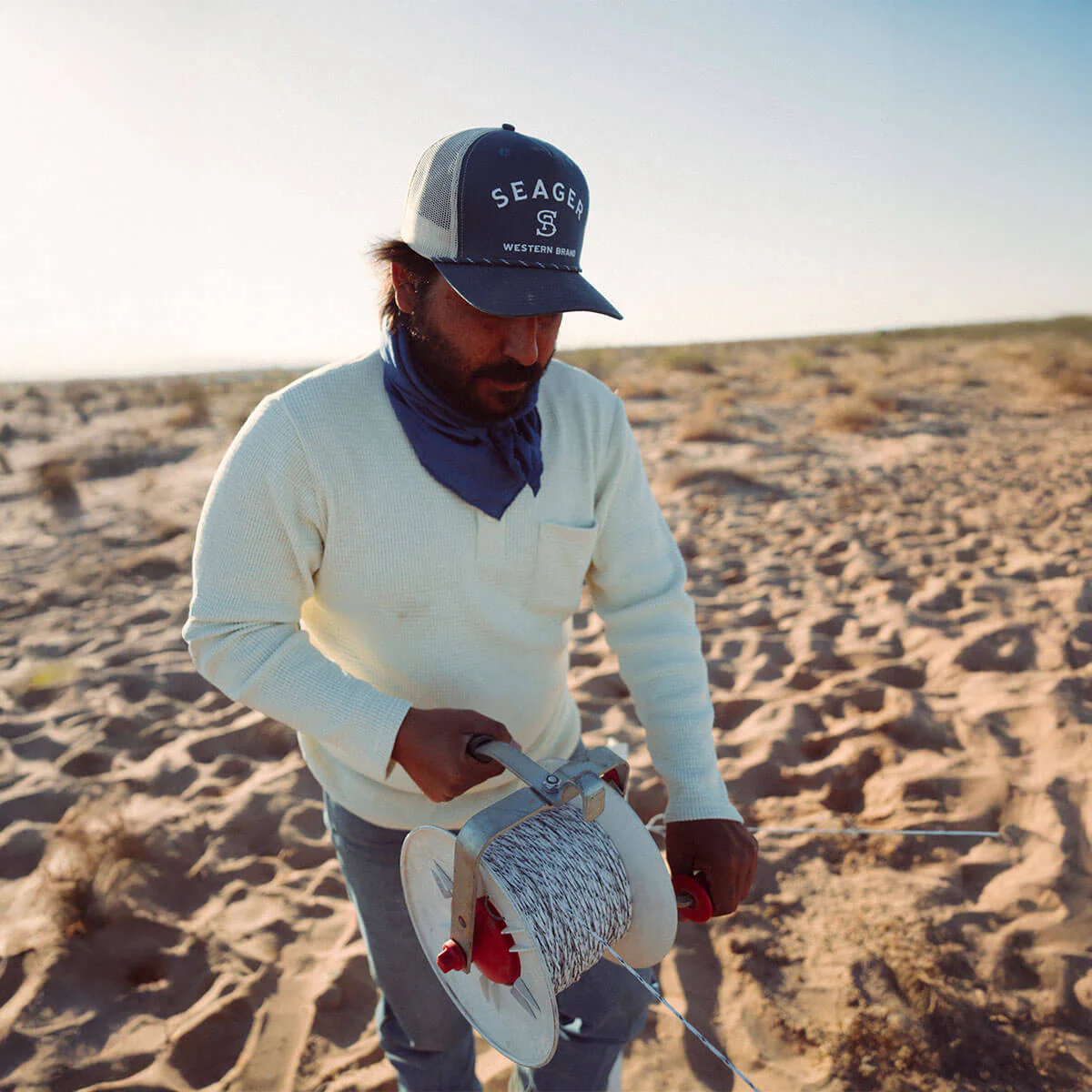 Sawpit Henley LS Thermal Vintage White - Image 7